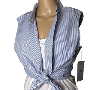 100 cotton shirt,striped,Y2K,Vtg,NWT!! sleeveless,country concert, office,boho